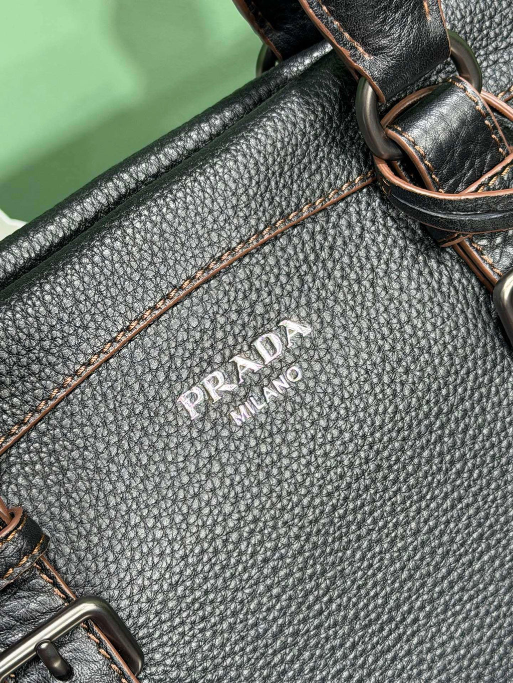 Prada large leather tote bag