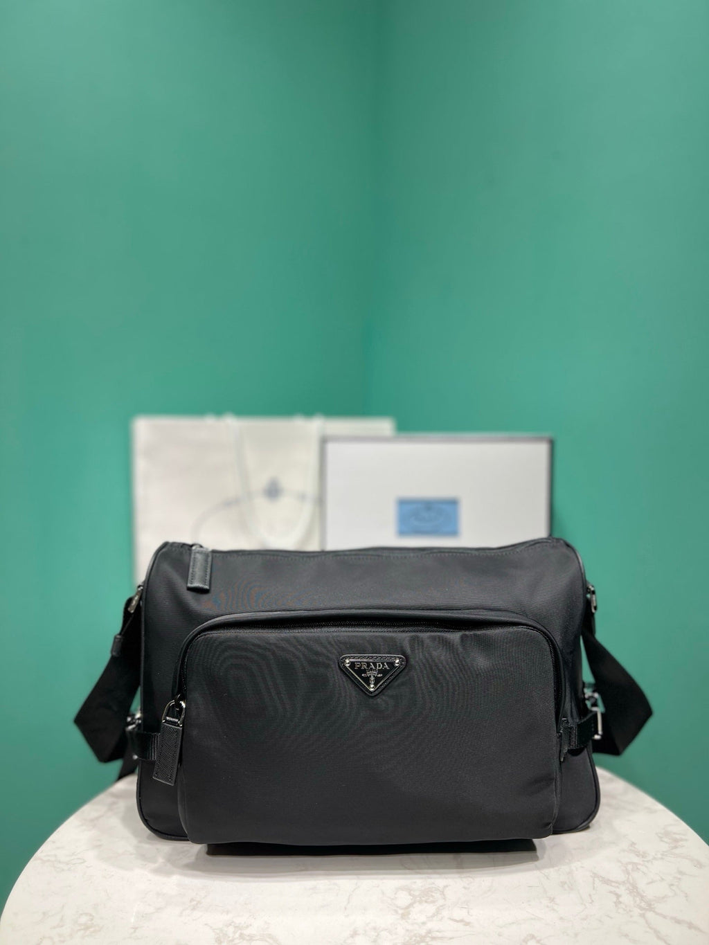 Prada large Re-Nylon and Saffiano leather shoulder bag