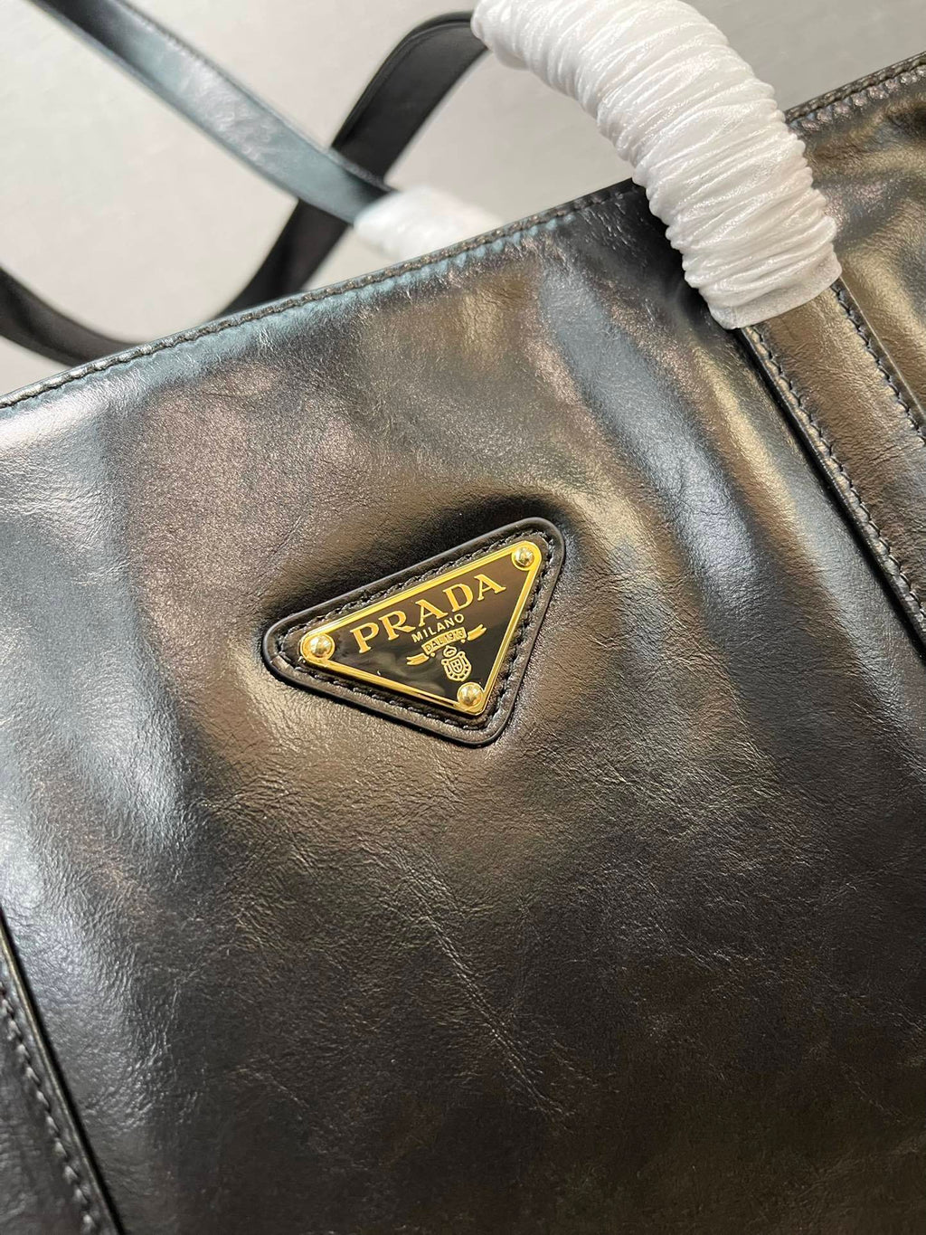 Prada large leather tote bag