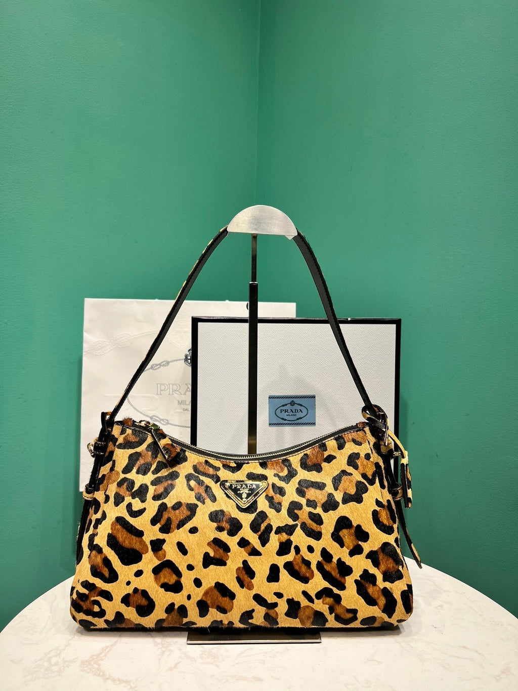 Prada Aimee medium printed leather shoulder bag