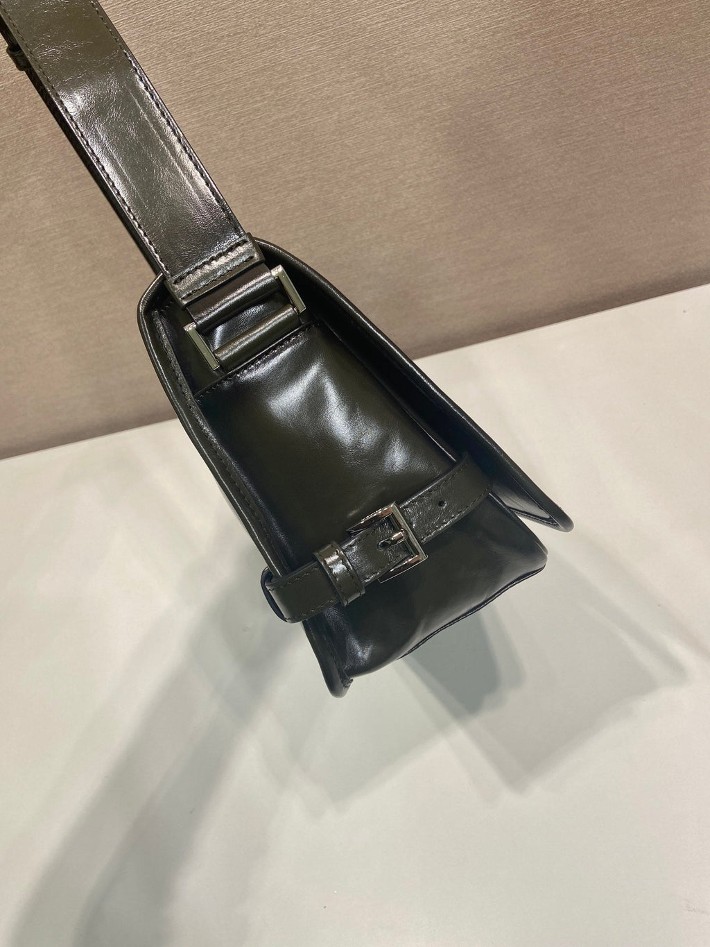 Prada Antiqued leather shoulder bag