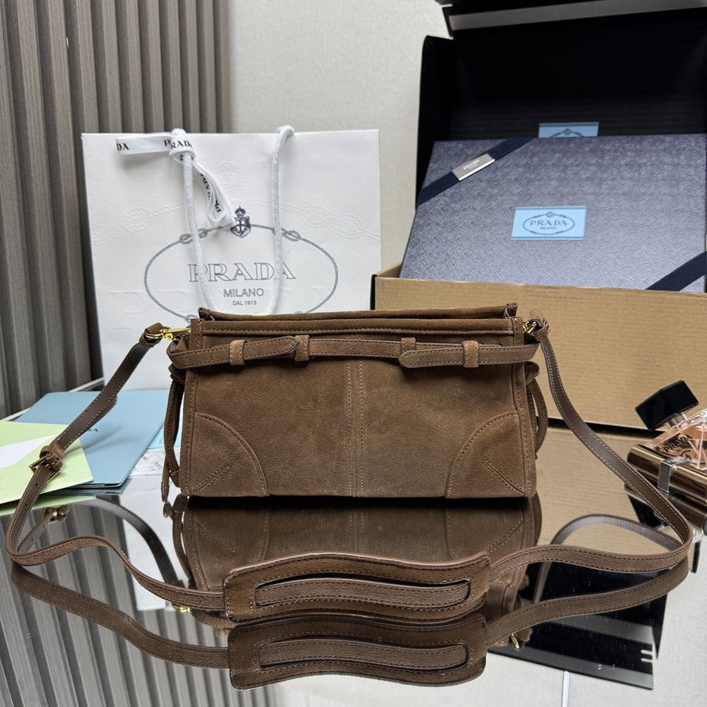 Prada Bonnie small suede shoulder bag