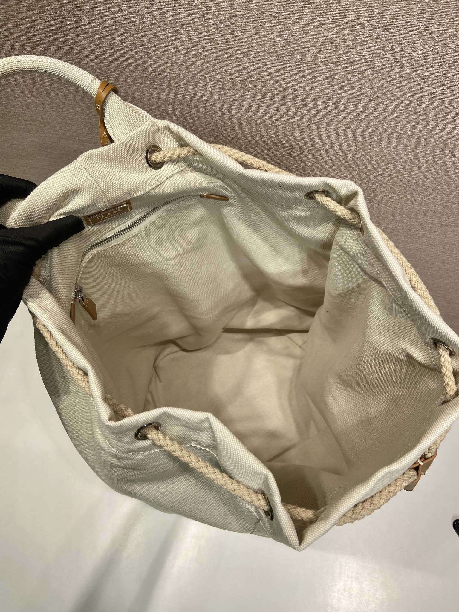 Prada linen blend drawstring duffel bag