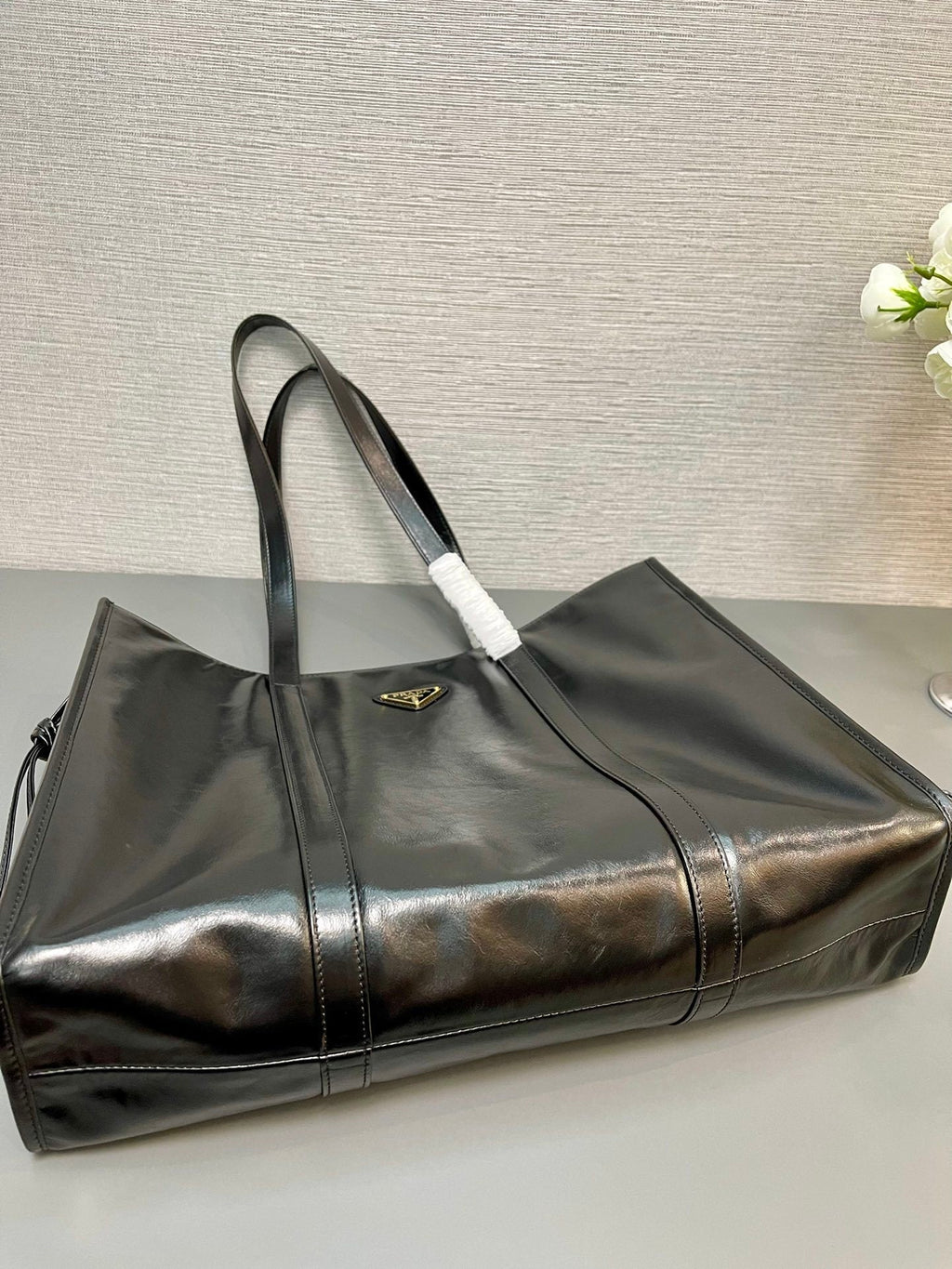 Prada large leather tote bag