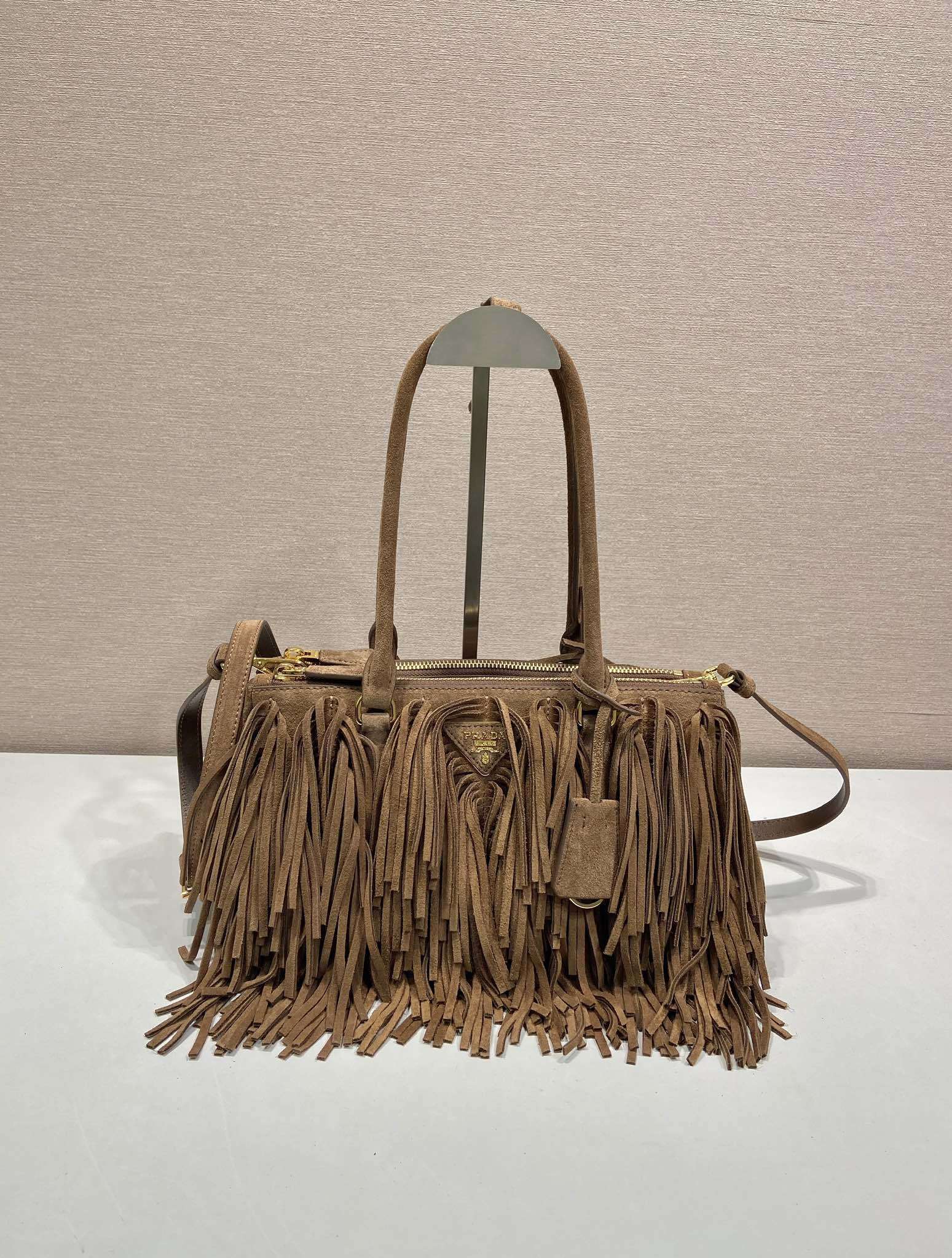 Prada Galleria medium suede bag with fringe