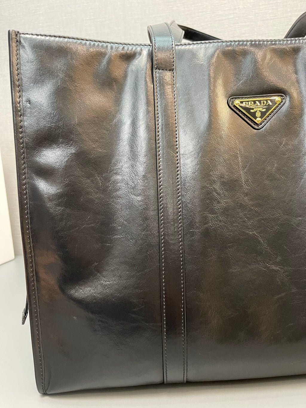 Prada large leather tote bag