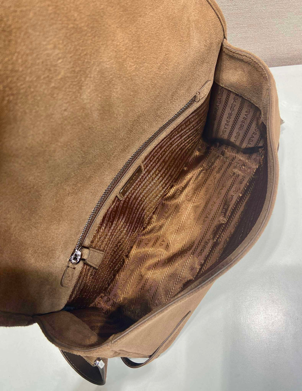 Prada suede shoulder bag