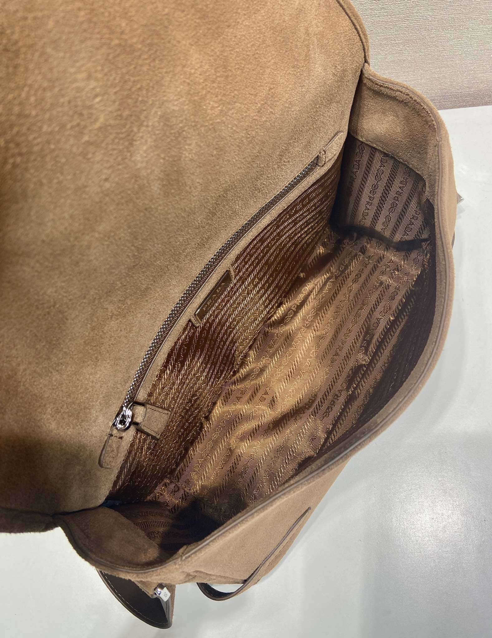 Prada suede shoulder bag