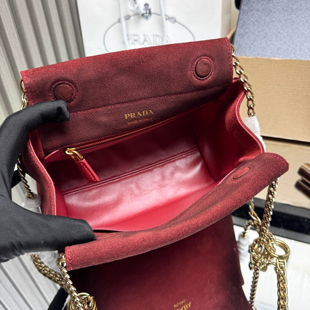 Prada Enchaine mini suede bag