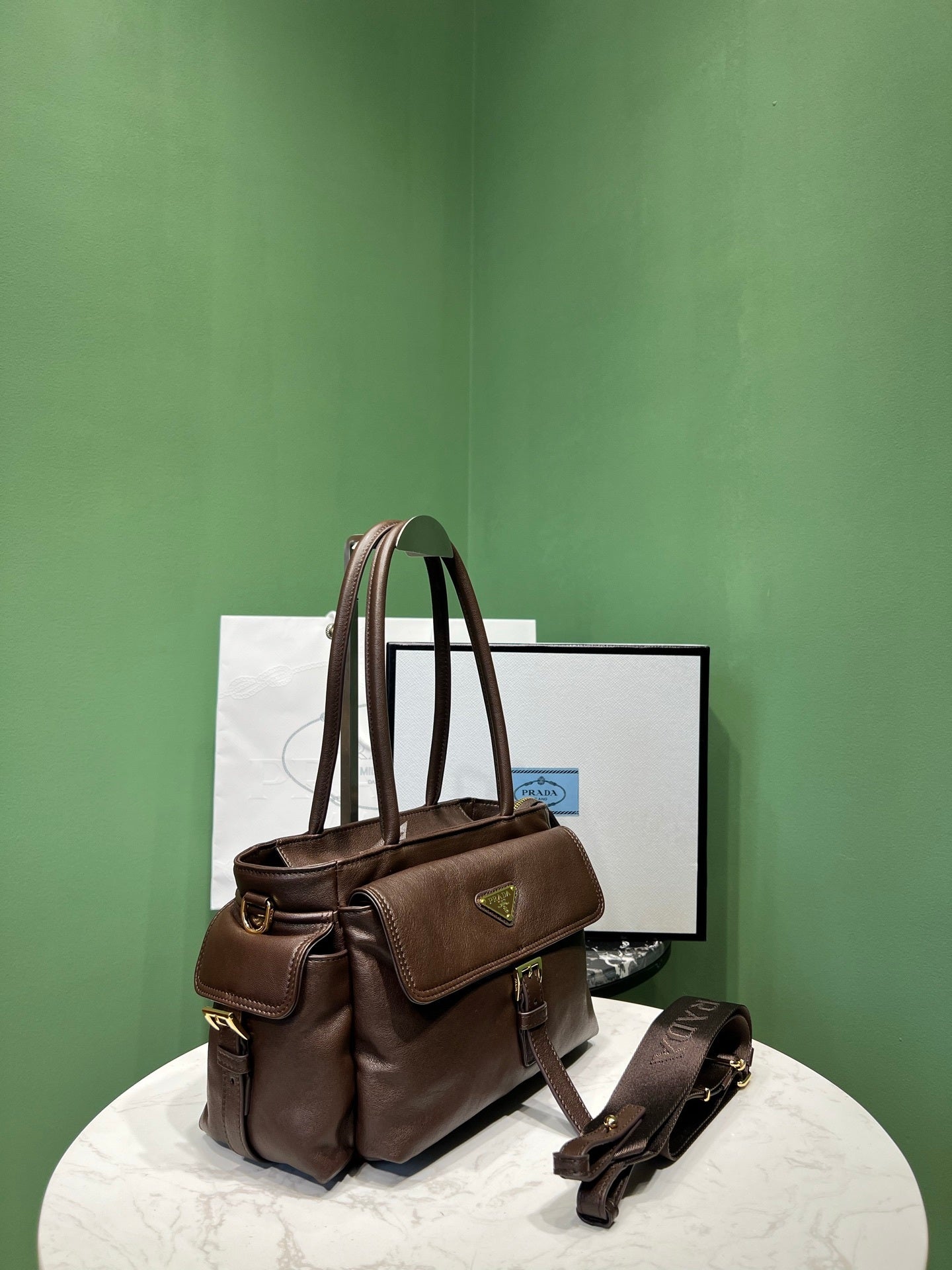 Prada Explore medium nappa leather tote bag